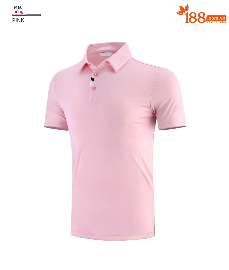 Áo thun golf nam ngắn tay thoáng khí nhanh khô chất liệu vải goff — Tay ngắn màu đen (Vải đính cườm) Tay ngắn màu đen (Vải đính cườm), Màu xanh navy, Màu hồng, Tay áo ngắn màu đen (Vải Lụa Sữa) chi tiết 23