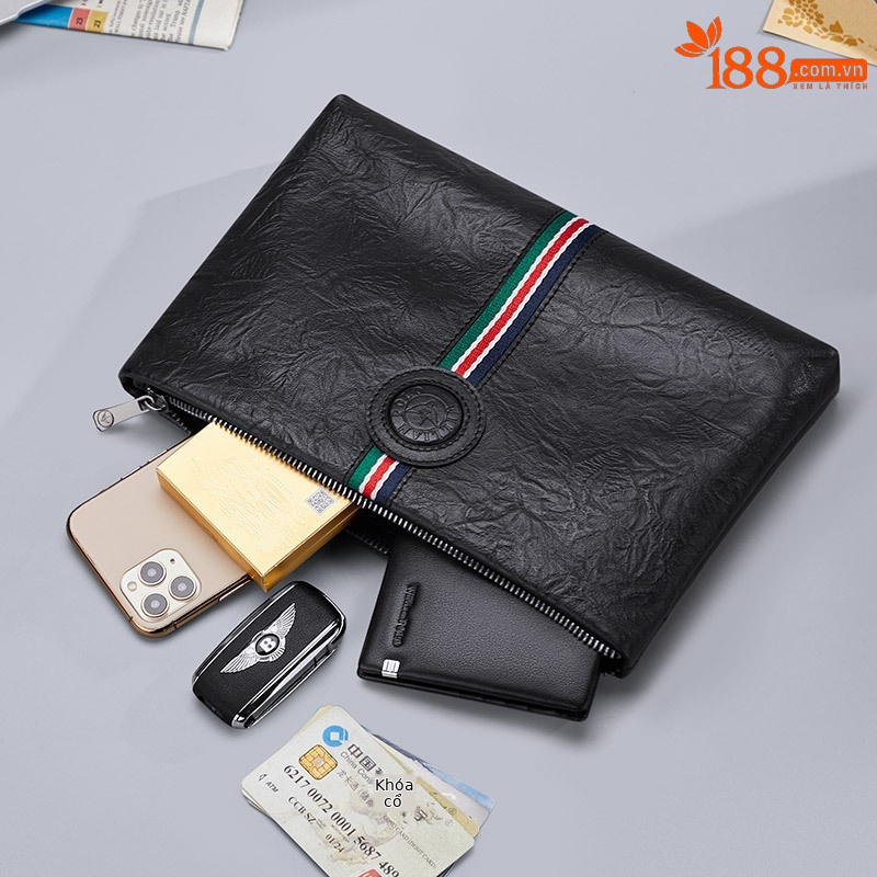Túi clutch nam da bò thật phong bì tối giản