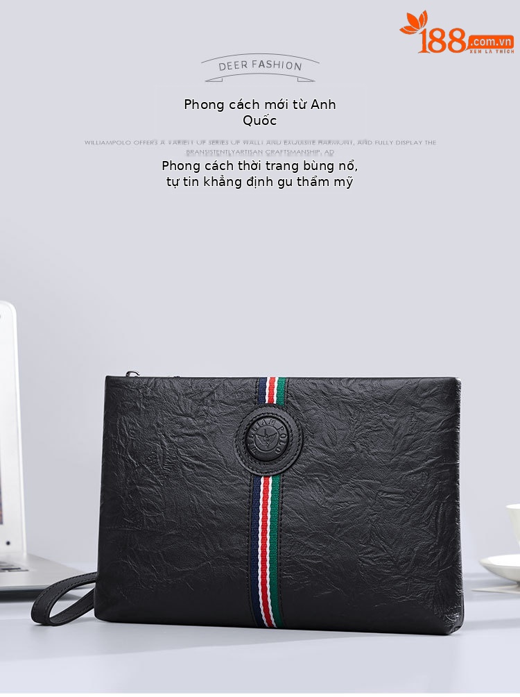 Túi clutch nam da bò thật phong bì tối giản chi tiết 1
