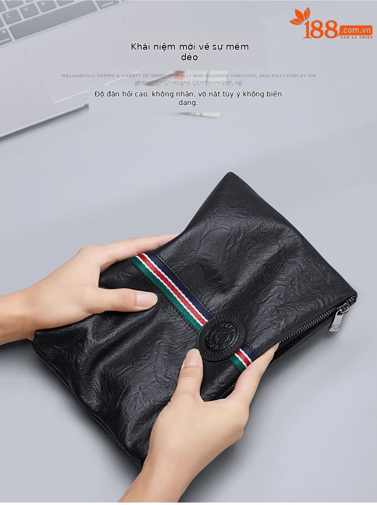 Túi clutch nam da bò thật phong bì tối giản chi tiết 2
