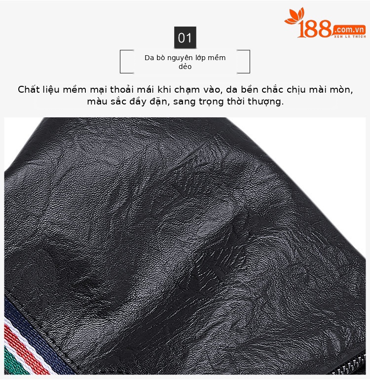 Túi clutch nam da bò thật phong bì tối giản chi tiết 5