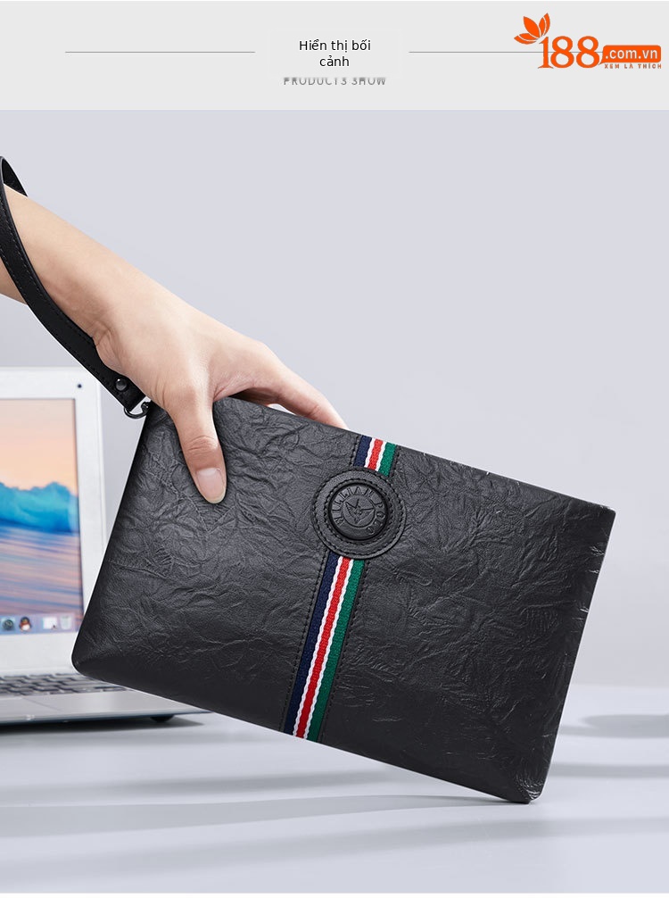 Túi clutch nam da bò thật phong bì tối giản chi tiết 13
