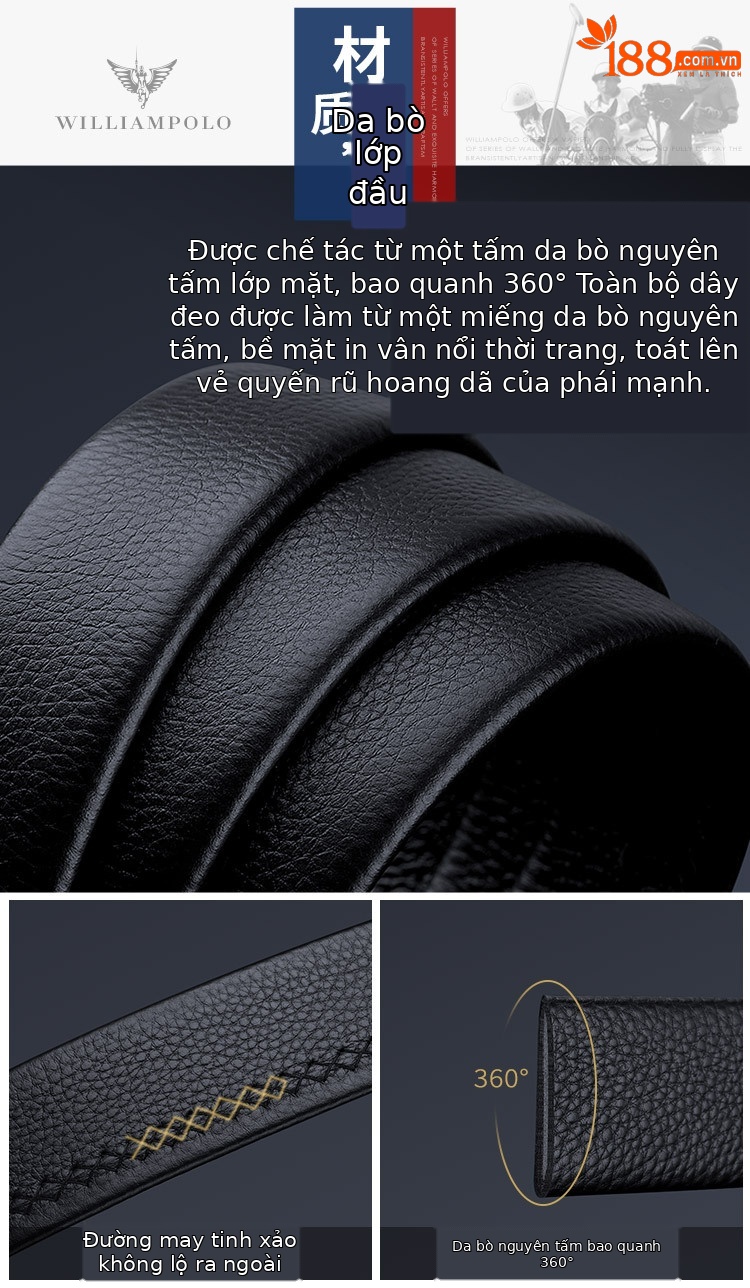 Thắt lưng nam Emperor Paul khóa tự động cao cấp phong cách doanh nhân — 120cm, 130cm, 110cm, 125cm chi tiết 7