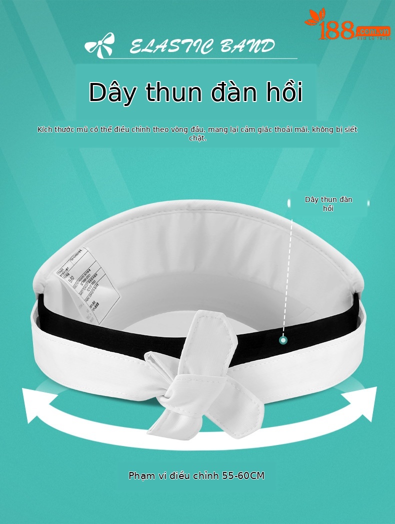 Mũ chống nắng nữ PGM vành rộng 22cm dây thun co giãn — MZ033 nữ Mũ rỗng màu xanh, MZ033 nữ Mũ rỗng màu trắng, MZ033 nữ Mũ rỗng màu đen, MZ033 nữ Mũ rỗng màu hồng chi tiết 4