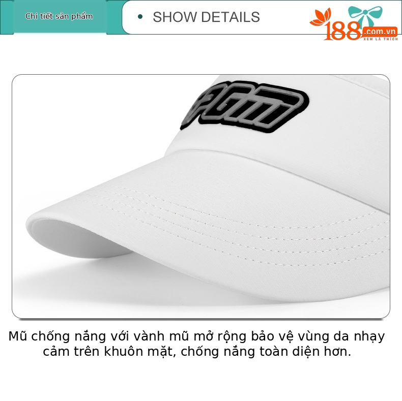 Mũ chống nắng nữ PGM vành rộng 22cm dây thun co giãn — MZ033 nữ Mũ rỗng màu xanh, MZ033 nữ Mũ rỗng màu trắng, MZ033 nữ Mũ rỗng màu đen, MZ033 nữ Mũ rỗng màu hồng chi tiết 23