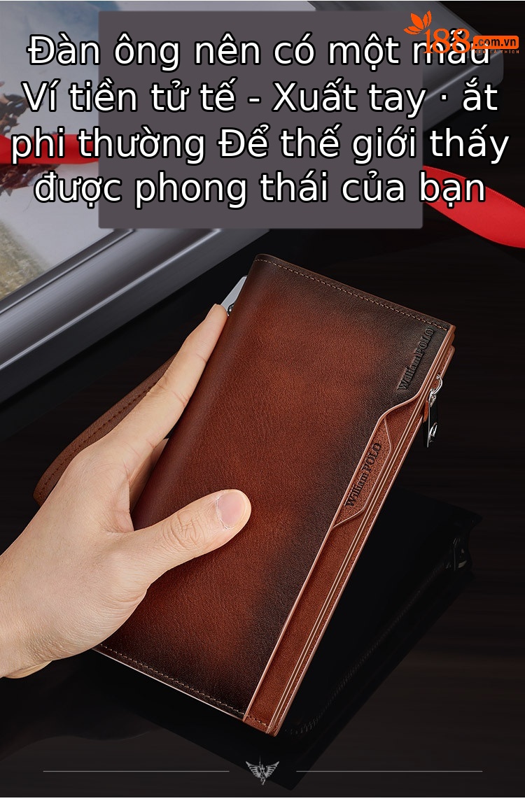 Ví da nam dài nhiều ngăn chống trộm thẻ từ, dung lượng lớn chi tiết 2