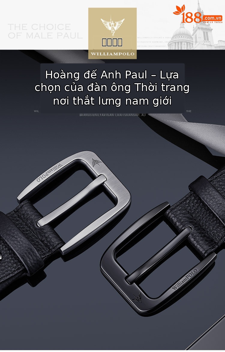 Thắt lưng da nam khóa kim Emperor Paul phong cách công sở — 120cm, 130cm, 110cm, 125cm chi tiết 1