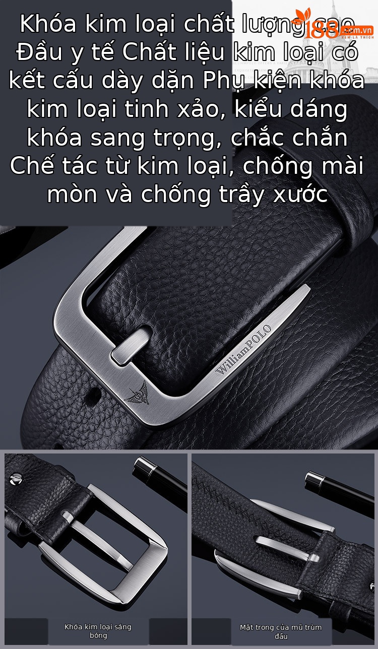 Thắt lưng da nam khóa kim Emperor Paul phong cách công sở — 120cm, 130cm, 110cm, 125cm chi tiết 6