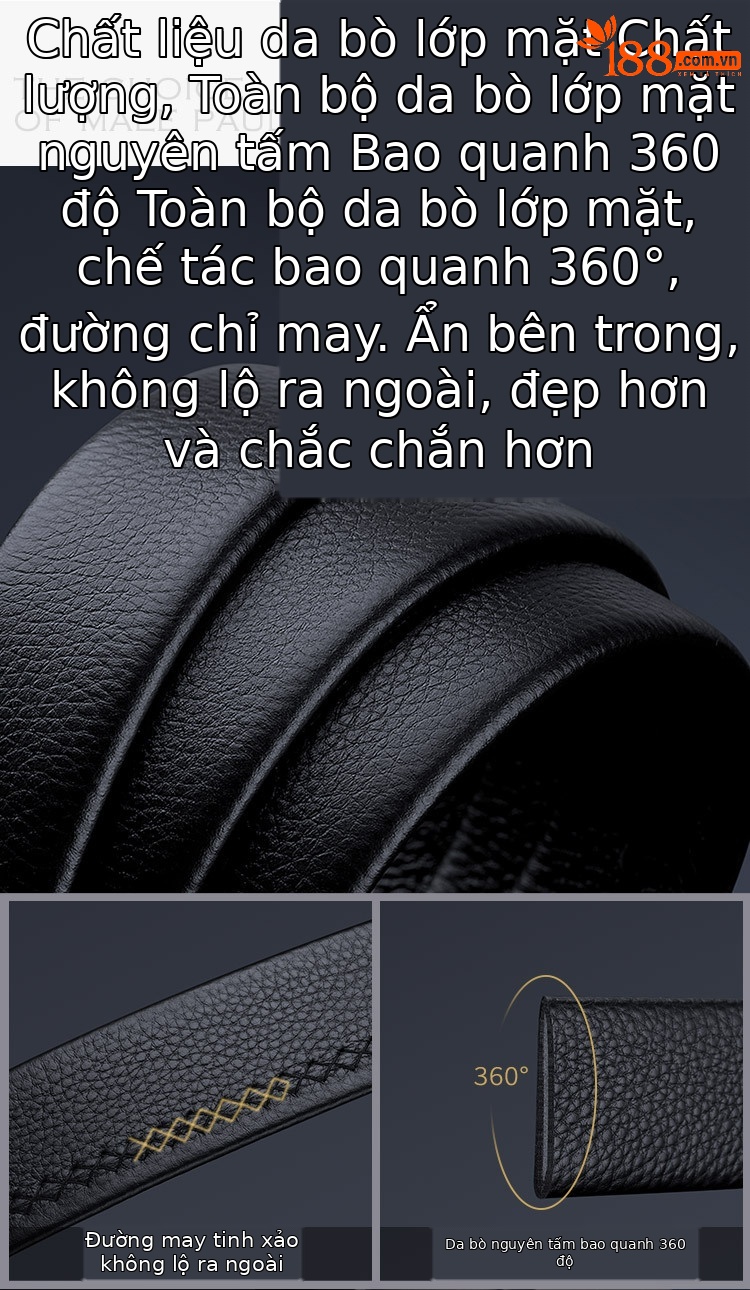 Thắt lưng da nam khóa kim Emperor Paul phong cách công sở — 120cm, 130cm, 110cm, 125cm chi tiết 8