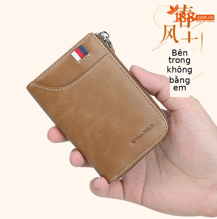 Ví card holder da bò nam nhiều ngăn thẻ đựng bằng lái xe và tiền lẻ chi tiết 1