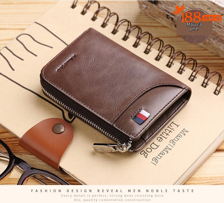 Ví card holder da bò nam nhiều ngăn thẻ đựng bằng lái xe và tiền lẻ chi tiết 13