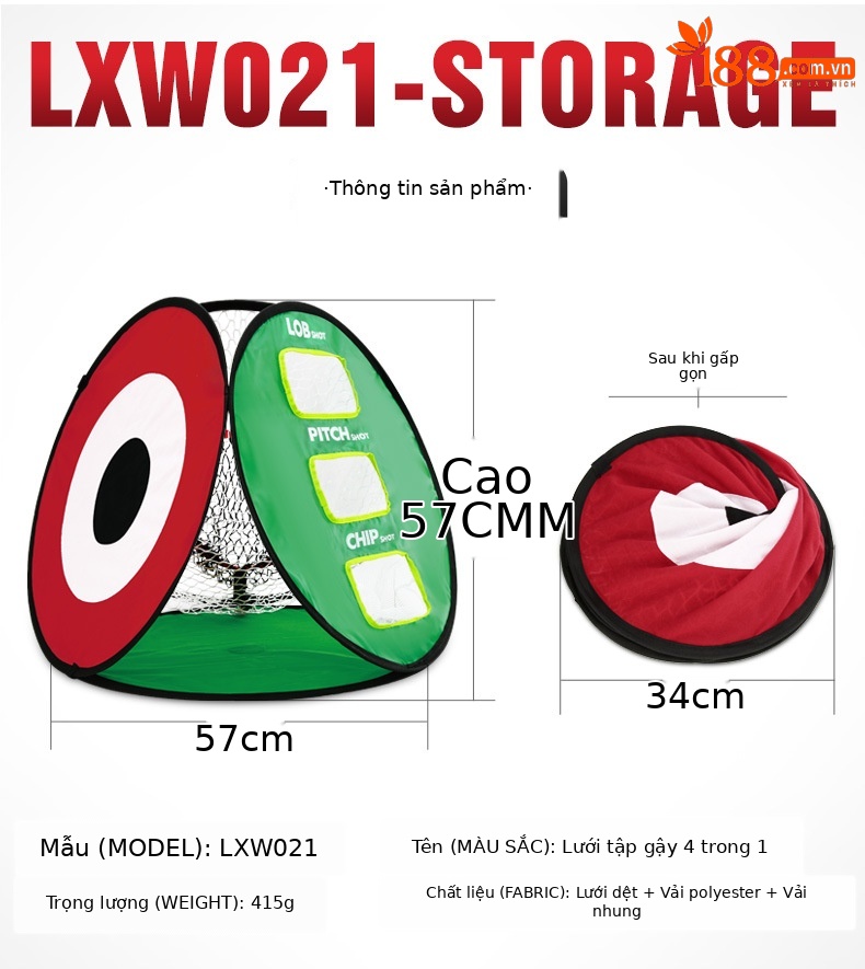 Lưới tập golf đa mặt PGM 4 trong 1 gập gọn trong nhà (kèm 3 bóng tự dính) — LXW021 【Lưới cắt nhiều mặt (gồm 3 quả bóng tự dính) 】 chi tiết 4