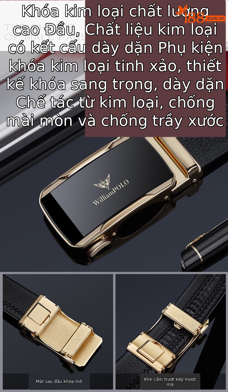 Thắt lưng da bò thật nam tự động khóa kim công sở Emperor Paul — 120cm, 130cm, 110cm, 125cm chi tiết 6