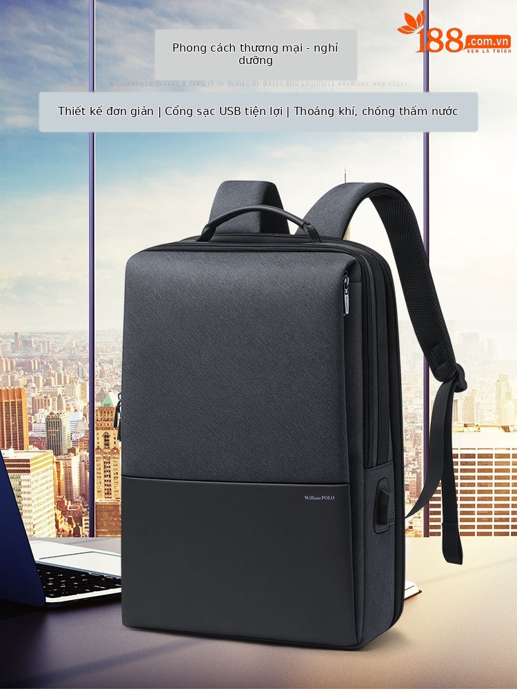 Ba lô nam chống nước đa năng Hoàng đế Paul, đựng laptop 15.6 inch chi tiết 1