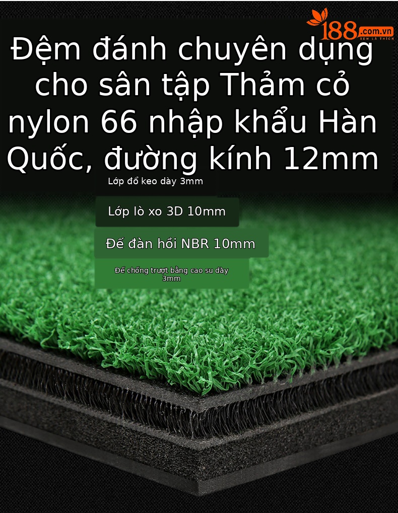 Đệm đánh golf PGM 3D hai lớp 1.5x1.5m cho sân tập — Miếng đệm 3D (không có đáy chống trượt), Miếng đệm 3D (có đáy chống trượt), Đệm dán (không có đáy chống trượt), Đệm dán (có đáy chống trượt) chi tiết 3