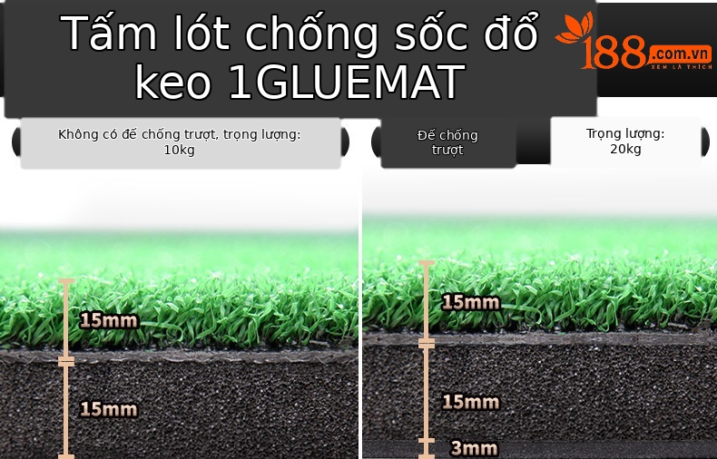 Đệm đánh golf PGM 3D hai lớp 1.5x1.5m cho sân tập — Miếng đệm 3D (không có đáy chống trượt), Miếng đệm 3D (có đáy chống trượt), Đệm dán (không có đáy chống trượt), Đệm dán (có đáy chống trượt) chi tiết 10