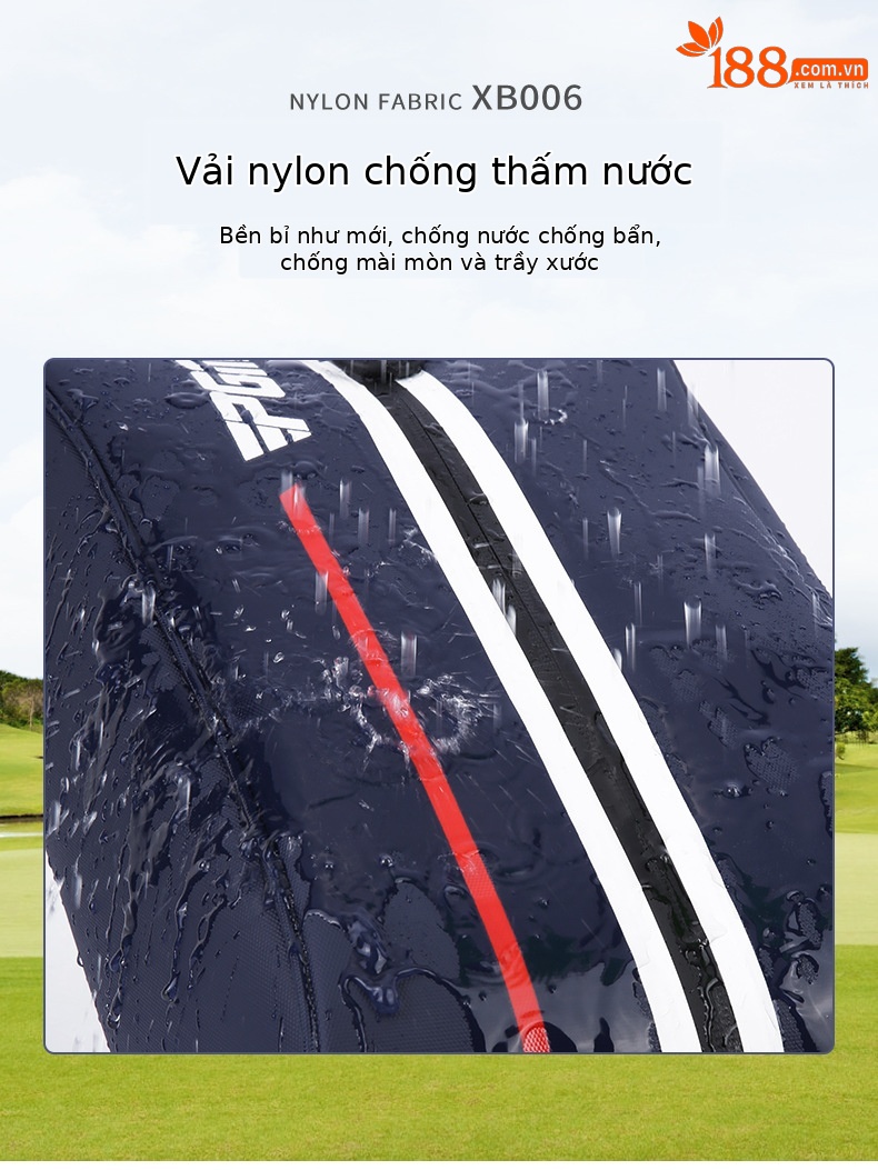 Túi đựng giày golf PGM siêu nhẹ xách tay vải nylon chống thấm 32x22x11cm — XB006-màu xanh đậm, XB006-màu đỏ, XB006-màu xám, XB006-màu trắng chi tiết 3