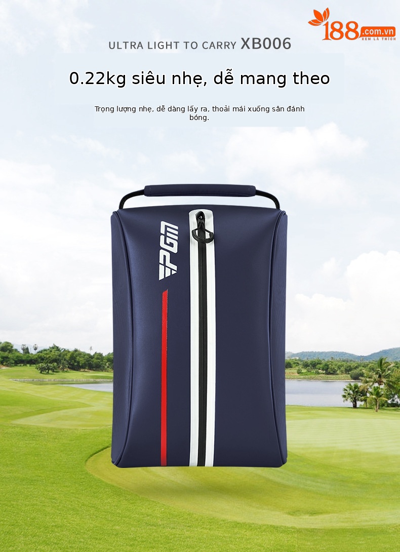 Túi đựng giày golf PGM siêu nhẹ xách tay vải nylon chống thấm 32x22x11cm — XB006-màu xanh đậm, XB006-màu đỏ, XB006-màu xám, XB006-màu trắng chi tiết 4