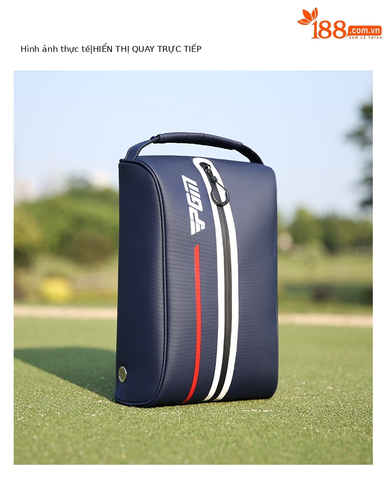 Túi đựng giày golf PGM siêu nhẹ xách tay vải nylon chống thấm 32x22x11cm — XB006-màu xanh đậm, XB006-màu đỏ, XB006-màu xám, XB006-màu trắng chi tiết 19