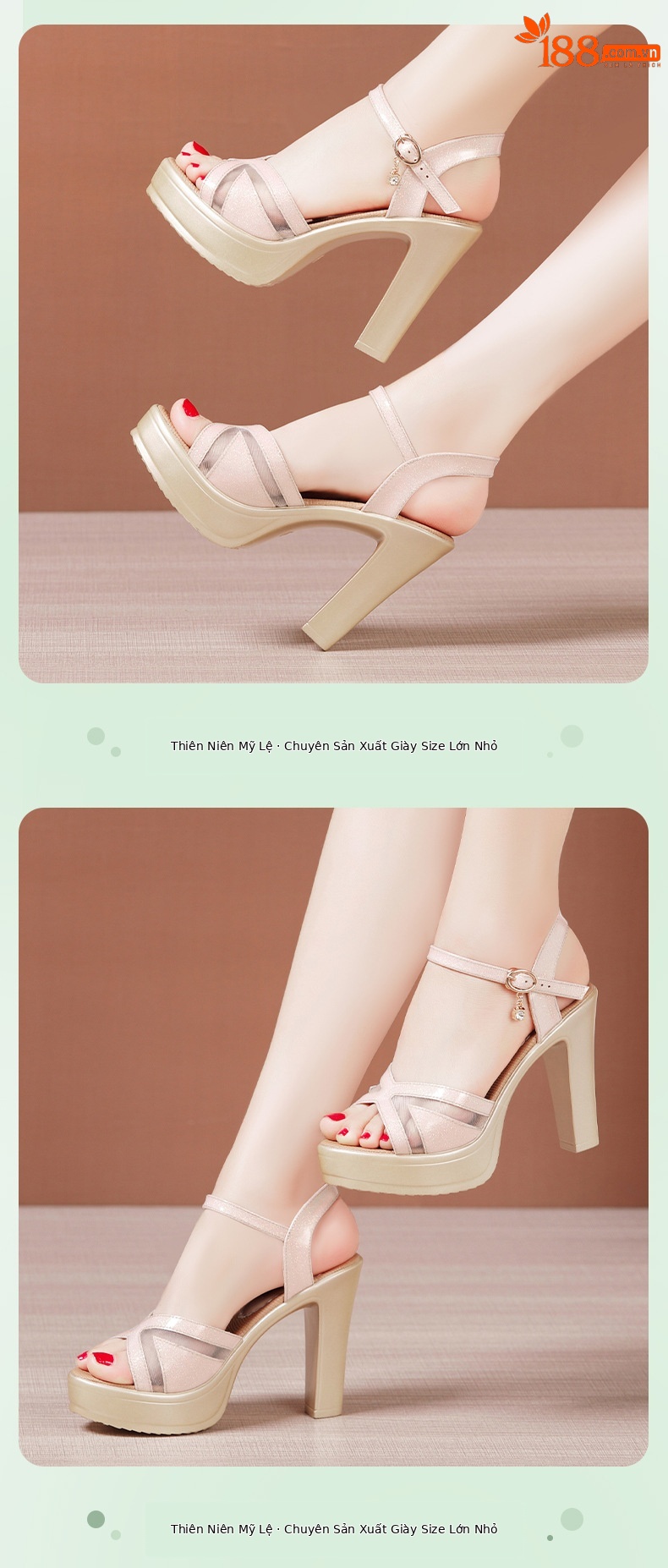 Sandal cao gót nữ hở mũi đế xuồng platform gót dày 9 cm — Màu đen, Màu súng, Màu hồng chi tiết 6