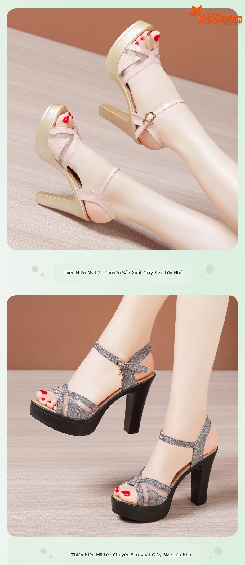 Sandal cao gót nữ hở mũi đế xuồng platform gót dày 9 cm — Màu đen, Màu súng, Màu hồng chi tiết 7