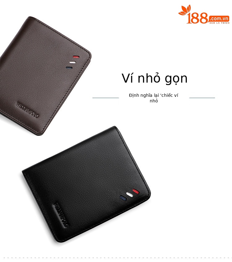 Ví nam siêu mỏng da bò Emperor Paul gập mini chi tiết 3