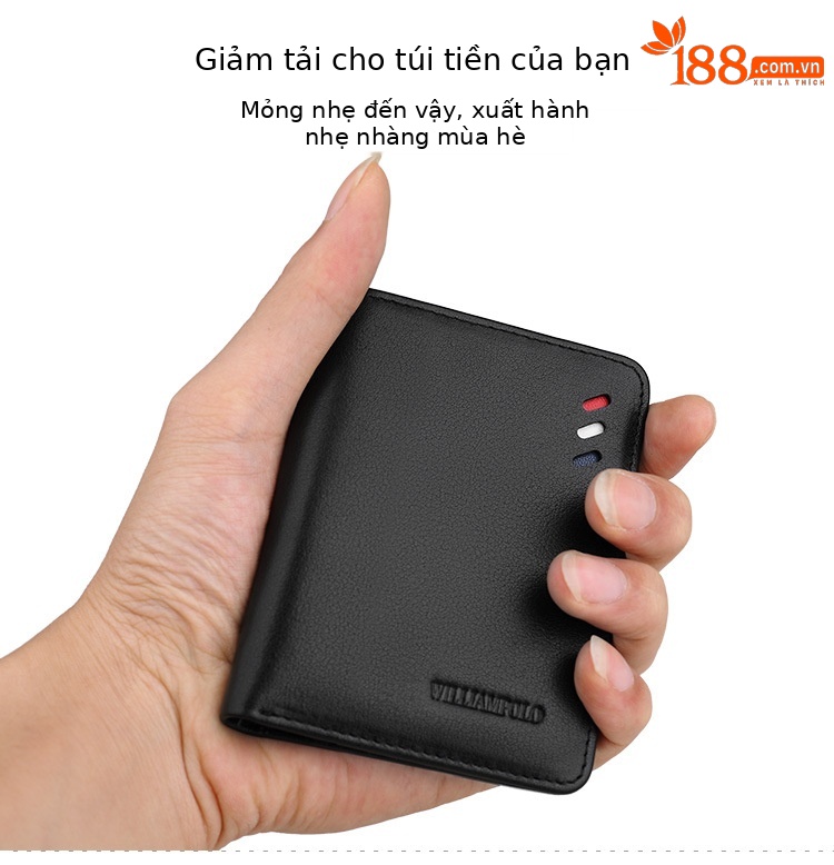 Ví nam siêu mỏng da bò Emperor Paul gập mini chi tiết 4
