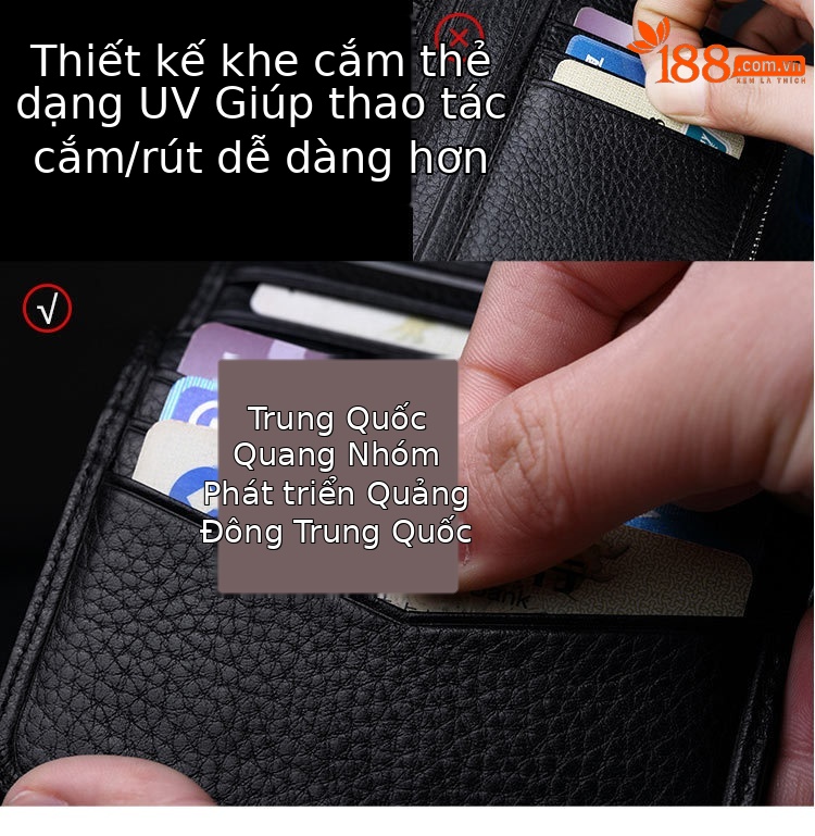 Ví nam siêu mỏng da bò Emperor Paul gập mini chi tiết 7