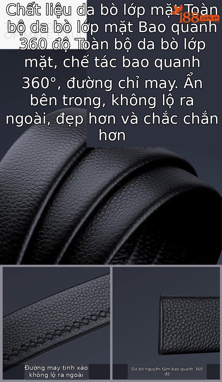 Thắt lưng da bò thật nam cao cấp khóa tự động Emperor Paul — 120cm, 130cm, 110cm, 125cm chi tiết 8