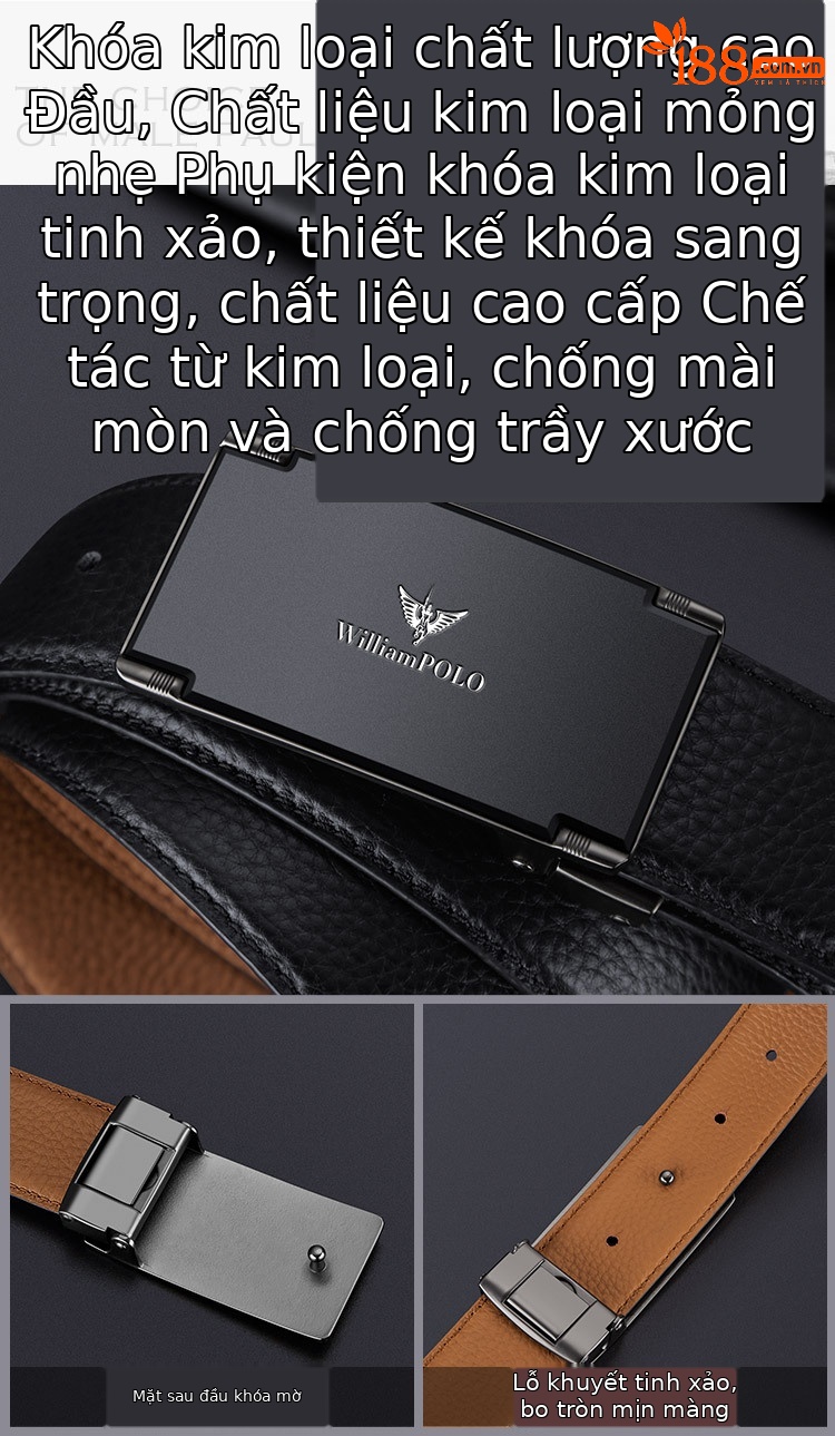 Thắt lưng da bò lớp đầu tiên nam cổ điển khóa trơn — 120cm, 130cm, 110cm, 125cm chi tiết 5
