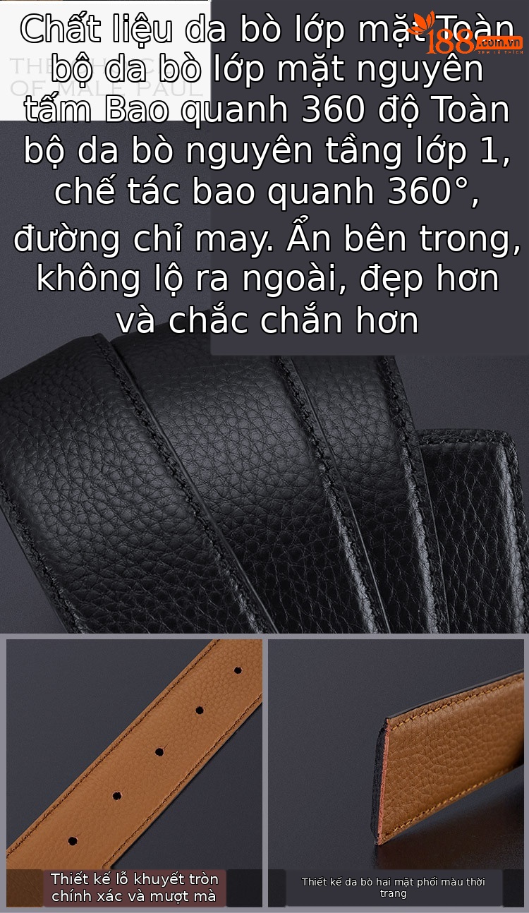 Thắt lưng da bò lớp đầu tiên nam cổ điển khóa trơn — 120cm, 130cm, 110cm, 125cm chi tiết 7