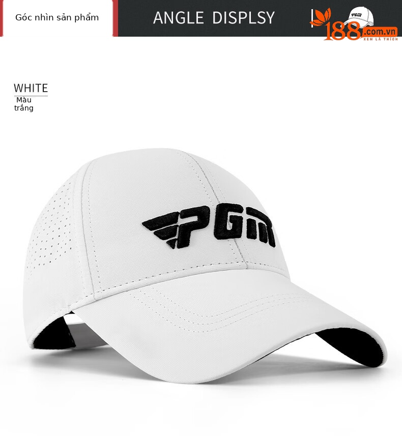 Mũ lưỡi trai golf PGM chống nắng lỗ lưới nam, thiết kế thể thao kèm mũ chống nắng Mark từ tính — MZ039-Màu đen, MZ039-màu trắng chi tiết 8