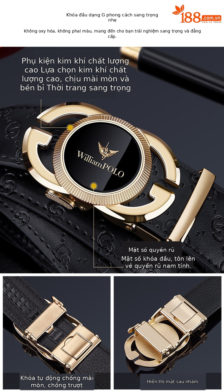 Thắt lưng da bò hai lớp nam Emperor Paul công sở giản dị — 120cm, 130cm, 110cm, 125cm chi tiết 3