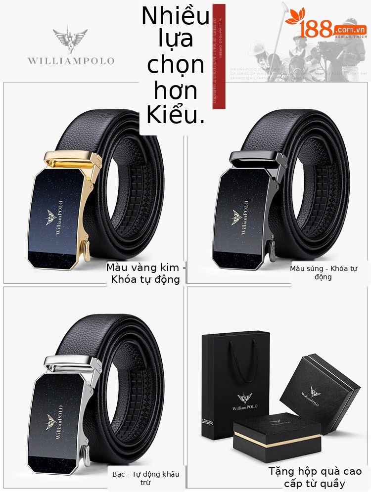 Thắt lưng da bò nam cổ điển Emperor Paul – kiểu khóa kim — 120cm, 130cm, 110cm, 125cm chi tiết 13