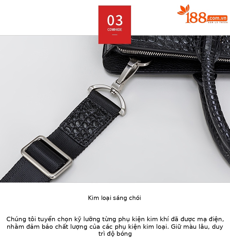 Cặp xách nam họa tiết cá sấu, túi đựng máy tính công sở dung tích lớn, chất liệu silicon chi tiết 12