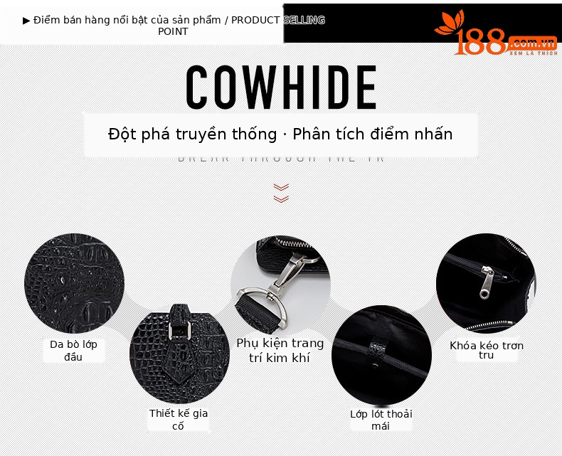Cặp xách nam họa tiết cá sấu, túi đựng máy tính công sở dung tích lớn, chất liệu silicon chi tiết 16