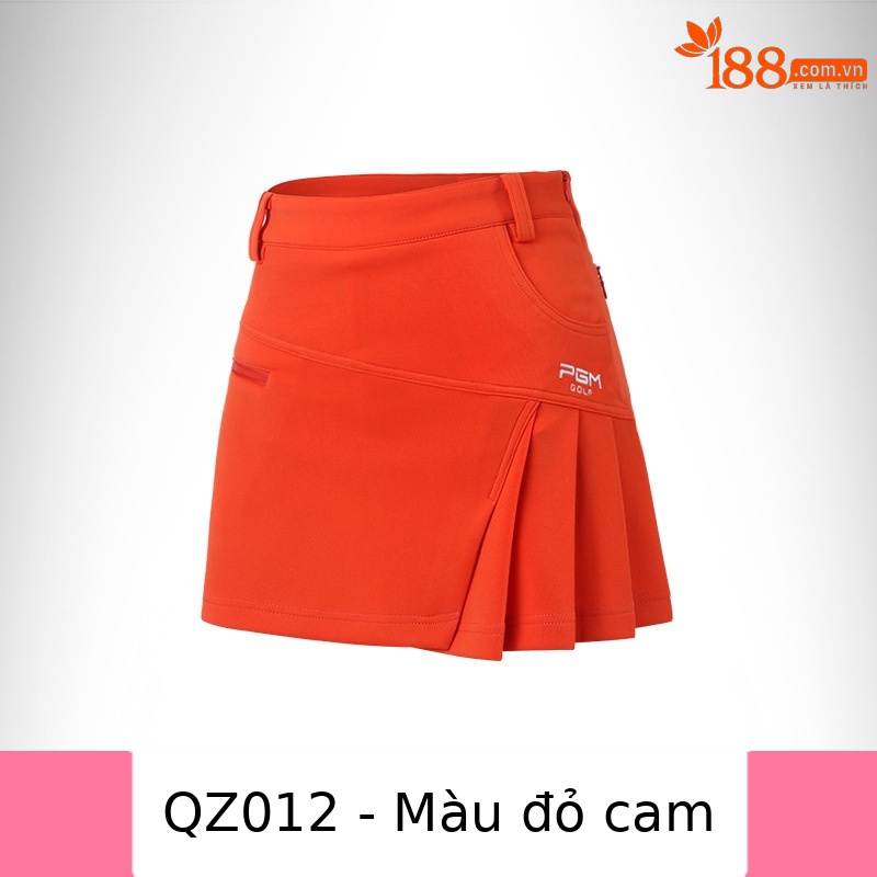 Váy golf nữ hakama dây kéo thời trang xếp ly lót an toàn — Qz012 màu cam, Qz012 màu đỏ hoa hồng, Qz012 màu trắng, QZ012 màu xanh lam