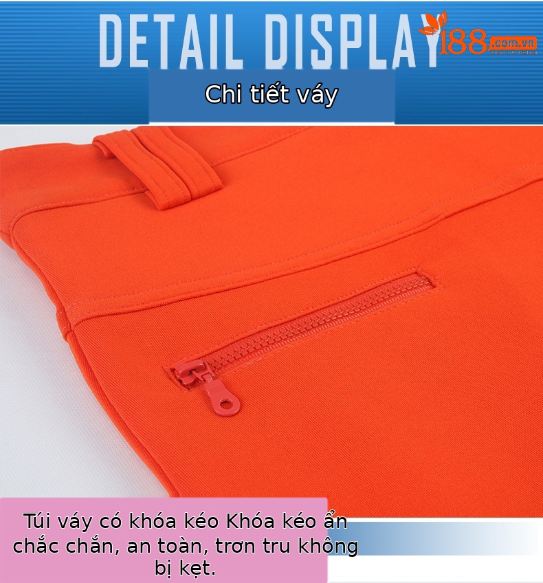 Váy golf nữ hakama dây kéo thời trang xếp ly lót an toàn — Qz012 màu cam, Qz012 màu đỏ hoa hồng, Qz012 màu trắng, QZ012 màu xanh lam chi tiết 25