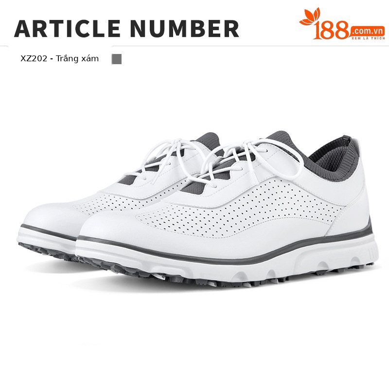 Giày golf nam PGM đế đinh dẻo thoáng khí, dây giày thường/khóa xoay — Xz202-trắng Xám [Dây giày thông thường], Xz202-trắng Xám [dây giày khóa xoay]
