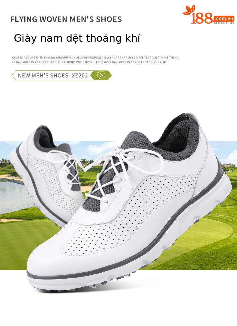 Giày golf nam PGM đế đinh dẻo thoáng khí, dây giày thường/khóa xoay — Xz202-trắng Xám [Dây giày thông thường], Xz202-trắng Xám [dây giày khóa xoay] chi tiết 2