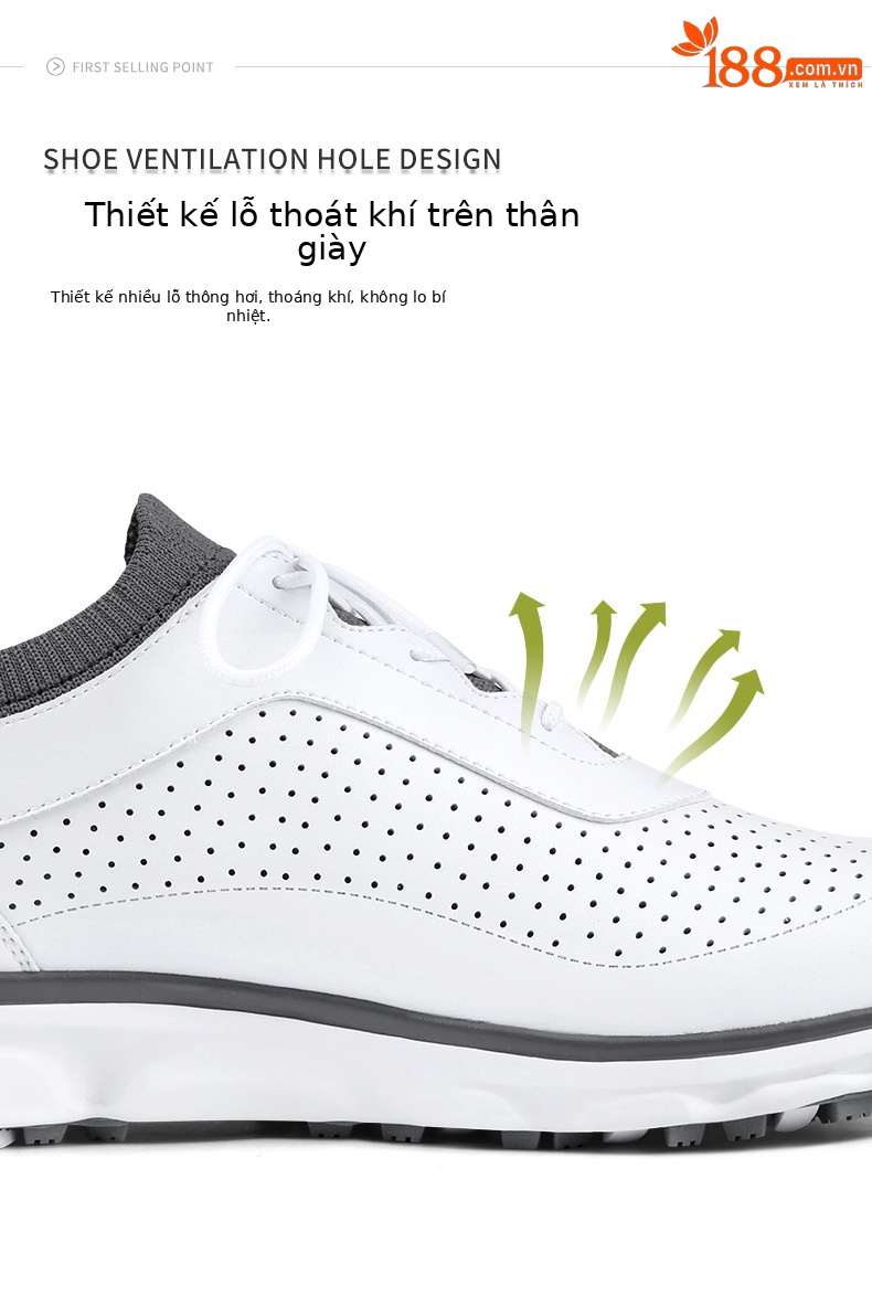 Giày golf nam PGM đế đinh dẻo thoáng khí, dây giày thường/khóa xoay — Xz202-trắng Xám [Dây giày thông thường], Xz202-trắng Xám [dây giày khóa xoay] chi tiết 4