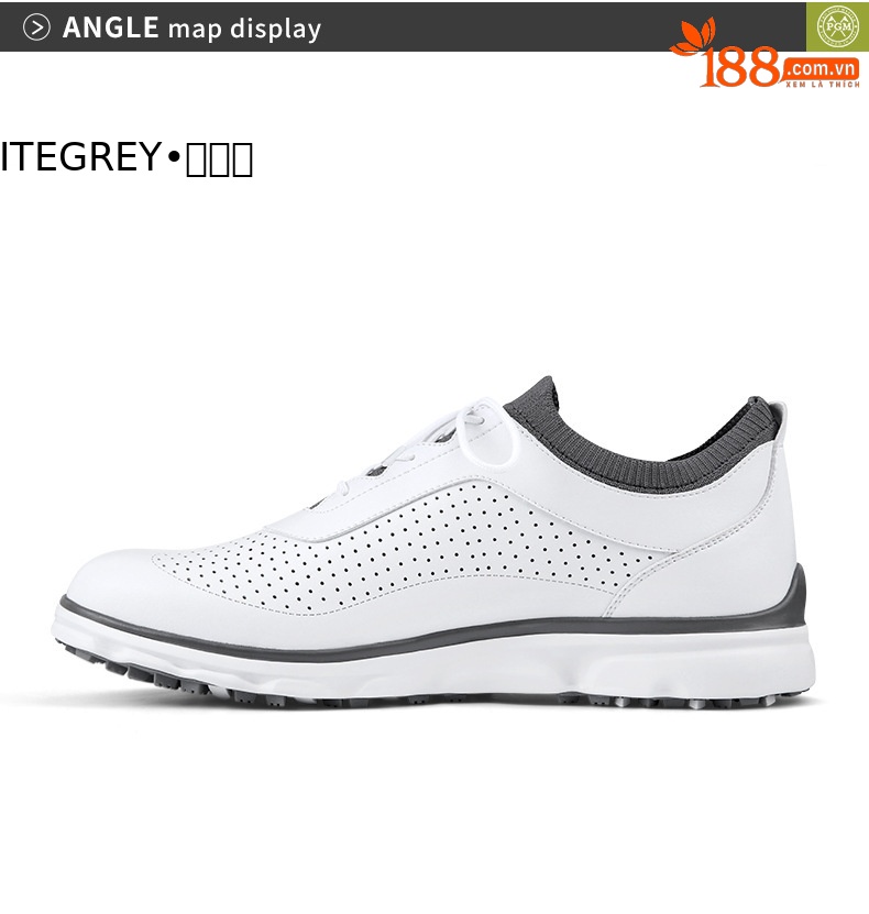Giày golf nam PGM đế đinh dẻo thoáng khí, dây giày thường/khóa xoay — Xz202-trắng Xám [Dây giày thông thường], Xz202-trắng Xám [dây giày khóa xoay] chi tiết 11