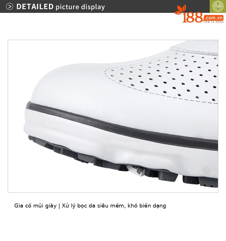 Giày golf nam PGM đế đinh dẻo thoáng khí, dây giày thường/khóa xoay — Xz202-trắng Xám [Dây giày thông thường], Xz202-trắng Xám [dây giày khóa xoay] chi tiết 18