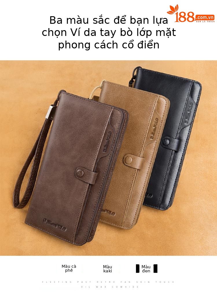 Ví nam dài bằng da thật chống trộm chống khử từ Emperor Coin Paul chi tiết 6