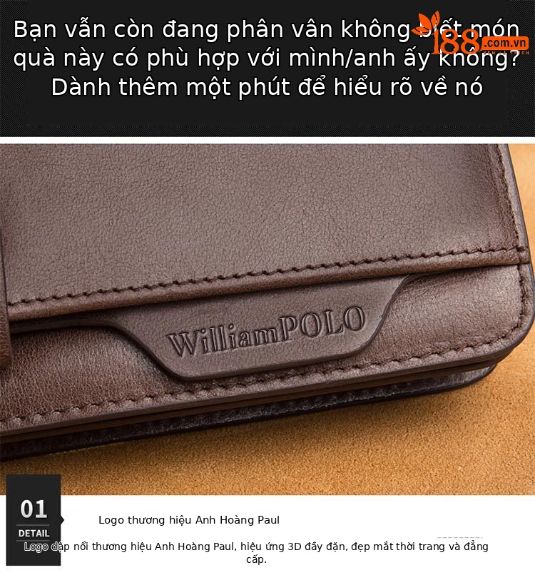 Ví nam dài bằng da thật chống trộm chống khử từ Emperor Coin Paul chi tiết 9