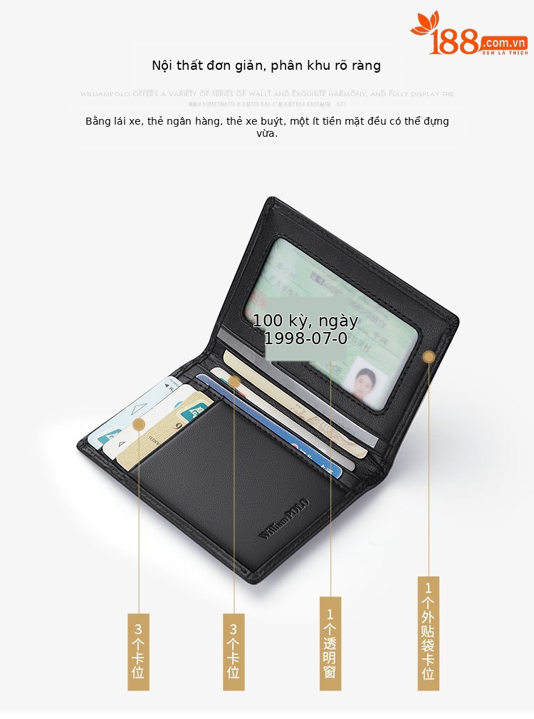 Ví card holder da bò chống trộm siêu mỏng Emperor Paul chi tiết 8