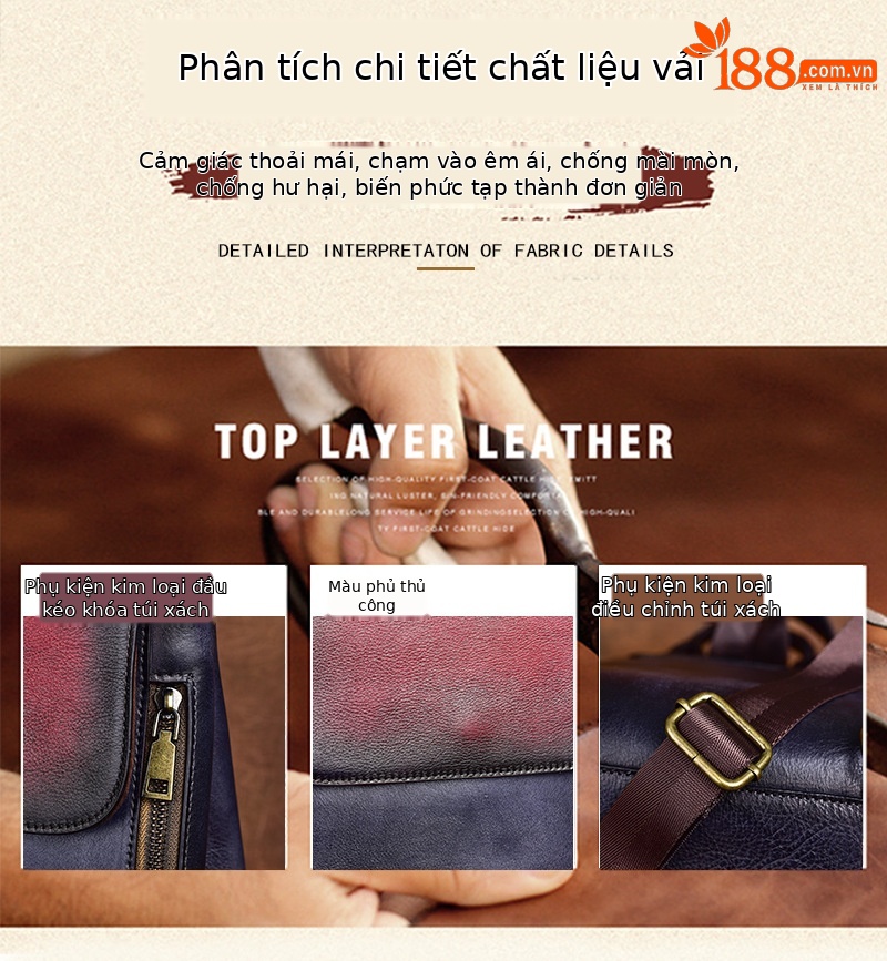 Ba lô da nam business cổ điển chống nước — Xanh lục đen, Đỏ đen chi tiết 2