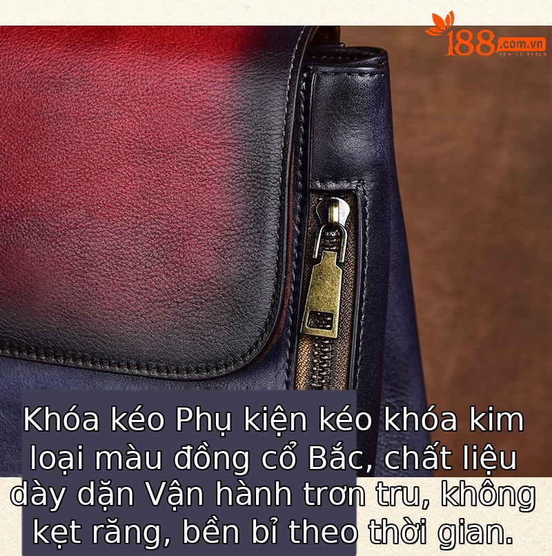 Ba lô da nam business cổ điển chống nước — Xanh lục đen, Đỏ đen chi tiết 8