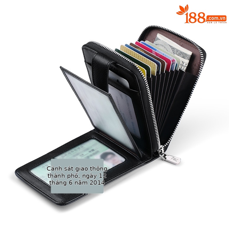 Ví card holder nam da bò nhiều ngăn đựng thẻ và bằng lái