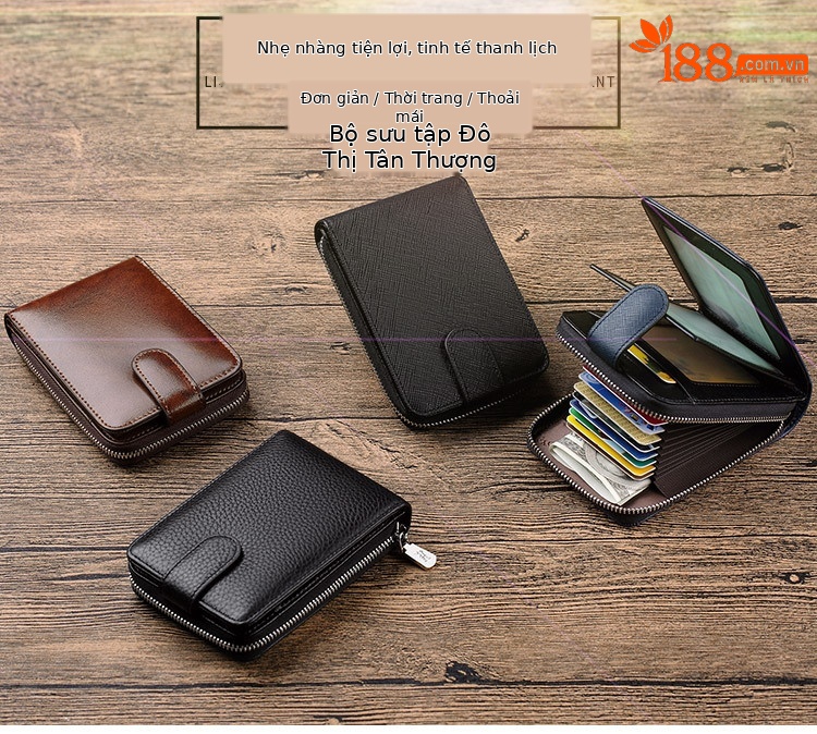 Ví card holder nam da bò nhiều ngăn đựng thẻ và bằng lái chi tiết 1